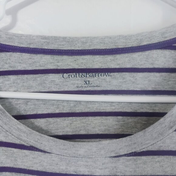 Croft & Barrow Gray Purple Stripe Long Sleeve Tee XL - Picture 3 of 6
